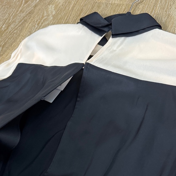 Reiss Veneto Color Block Midi Satin Sheer Long Sleeve Shirt Dress size 6 - Picture 8 of 11